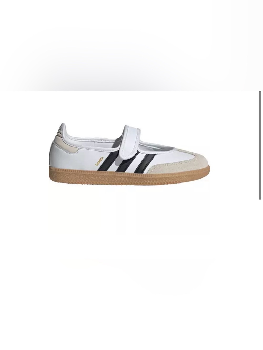 adidas Samba Mary-Jane Sneaker in White/Black with Gum Sole